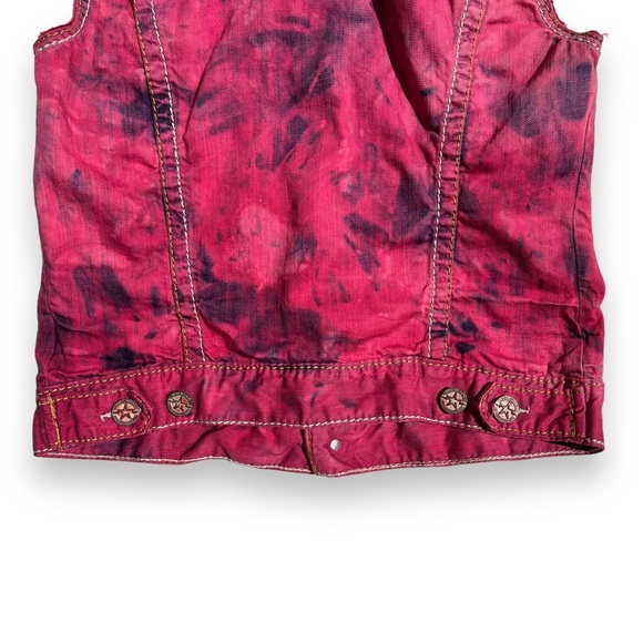 Pink Tie Dye Distressed Denim Vest - Picture 7 of 14